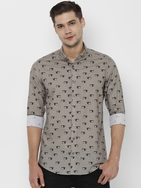 

SIMON CARTER LONDON Men Grey Slim Fit Printed Casual Shirt