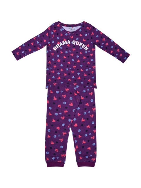 

ventra Girls Purple Printed Night Suit VNT-5001523-1011