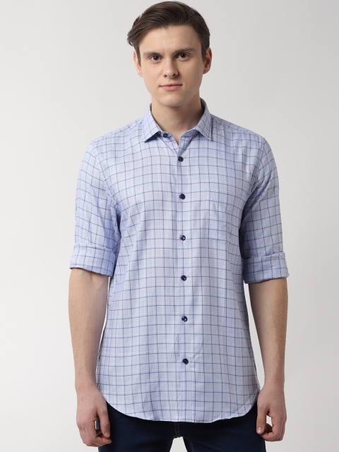 

Peter England Men Blue Slim Fit Checked Casual Shirt