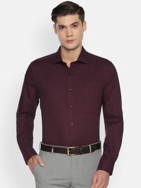 

Louis Philippe Men Maroon Regular Fit Checked Formal Shirt
