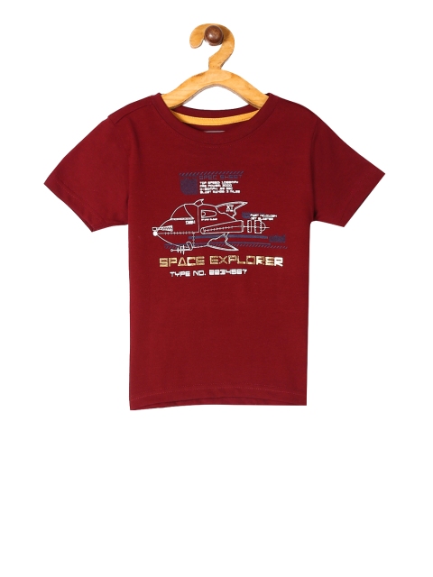 

Cherokee Boys Maroon Printed Round Neck T-shirt