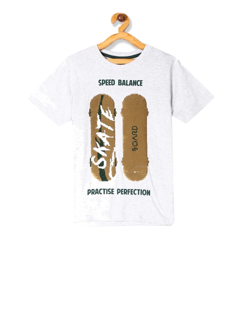 

Cherokee Boys White & Grey Printed Round Neck T-shirt