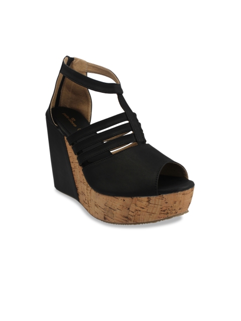 

pelle albero Women Black Solid Peep Toes