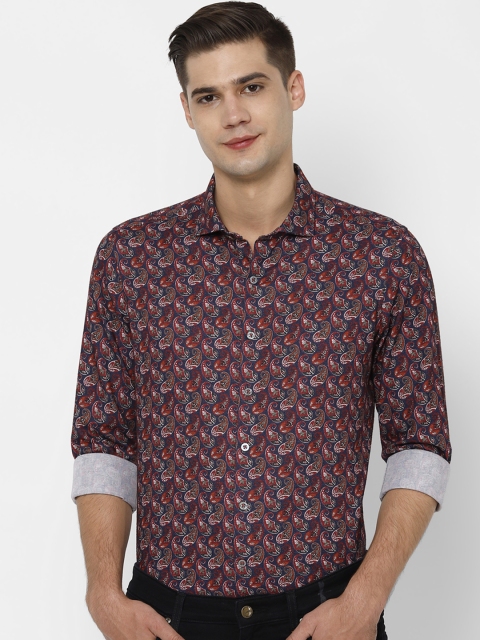 

SIMON CARTER LONDON Men Navy Blue & Red Slim Fit Printed Casual Shirt