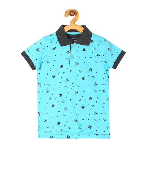 

Cherokee Boys Blue Printed Polo Collar T-shirt