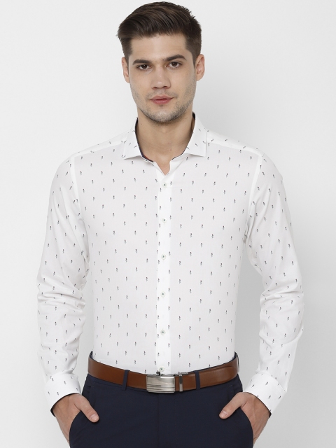 

SIMON CARTER LONDON Men White Slim Fit Printed Semiformal Shirt