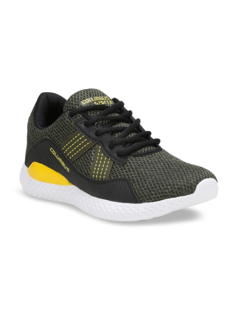 Columbus Men Black Mesh Running Shoes