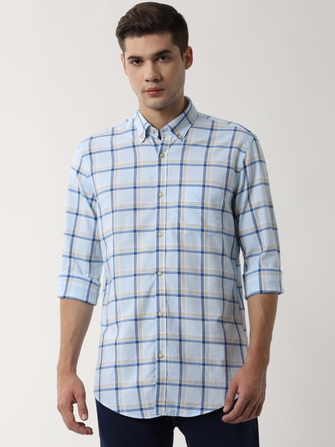 

Peter England Men Blue Slim Fit Checked Casual Shirt