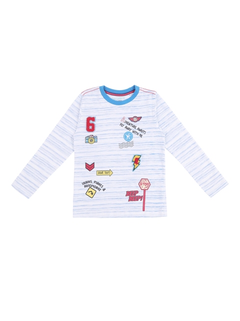 

Pantaloons Junior Boys White Striped Round Neck T-shirt