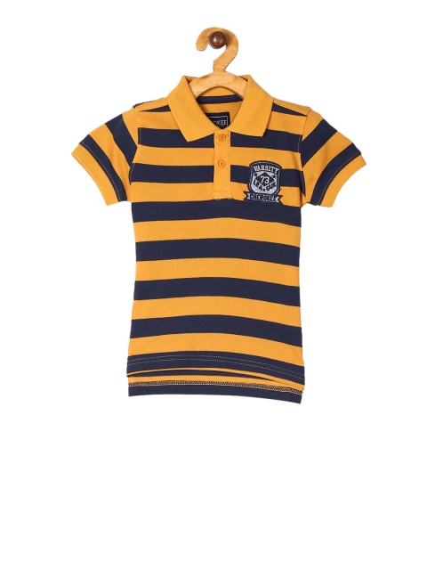 

Cherokee Boys Navy Blue Striped Polo Collar T-shirt
