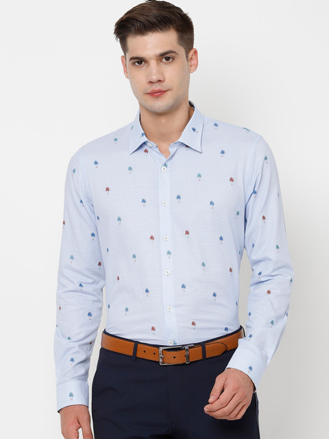 

SIMON CARTER LONDON Men Blue Slim Fit Self Design Formal Shirt