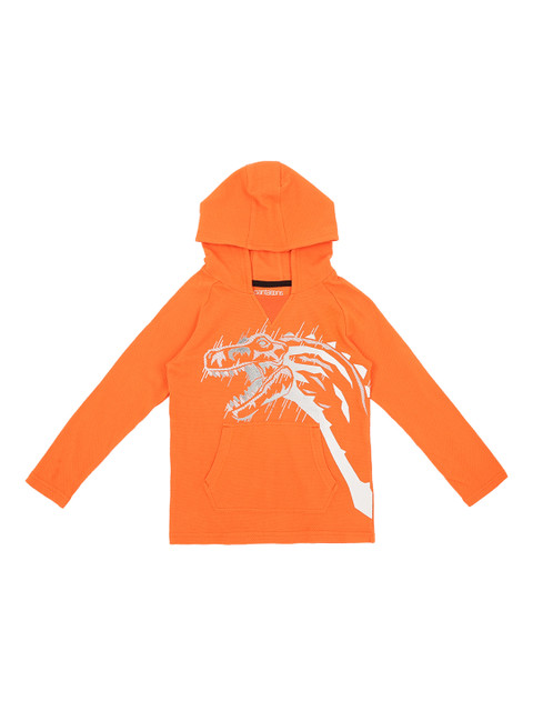 

Pantaloons Junior Boys Orange Printed Hood Pure Cotton T-shirt