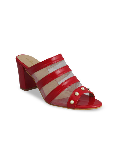

pelle albero Women Red & Transparent Embellished Solid Sandals