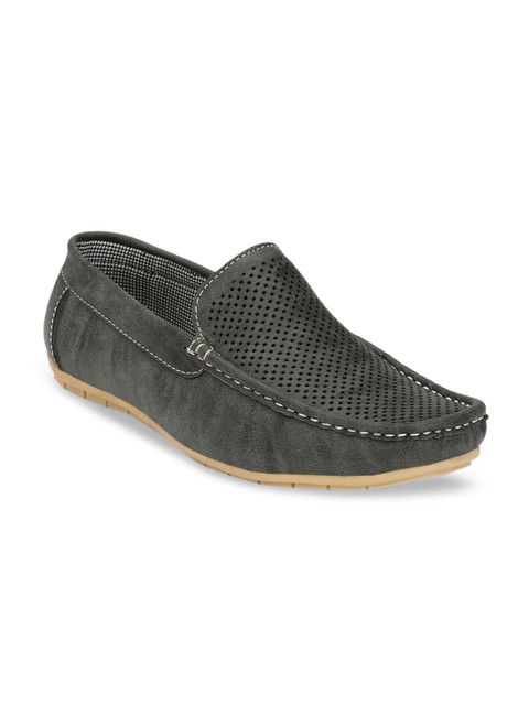 

Ferraiolo Men Grey Perforated Loafers