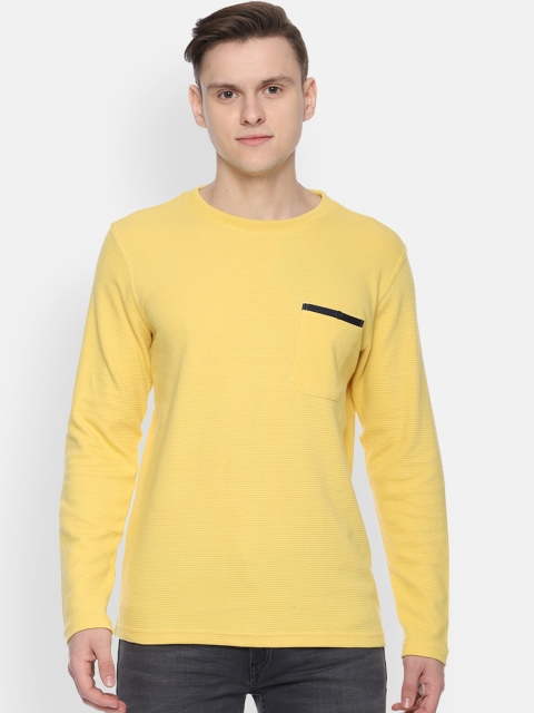 

Allen Solly Men Yellow Self Design Round Neck T-shirt