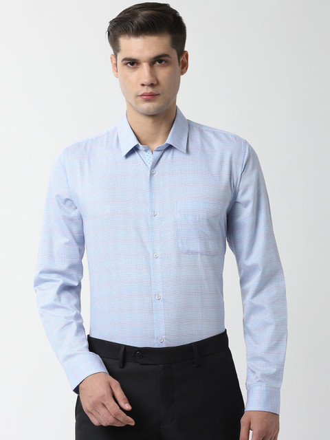 

Peter England Men Blue Slim Fit Checked Formal Shirt