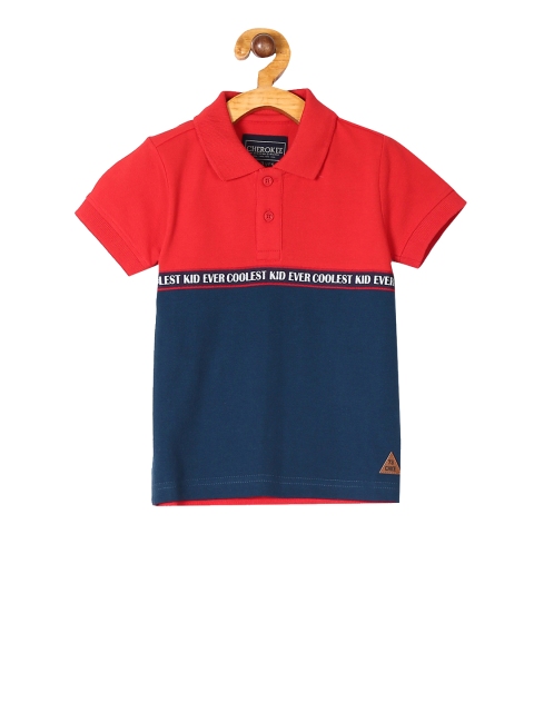 

Cherokee Boys Red Colourblocked Polo Collar T-shirt