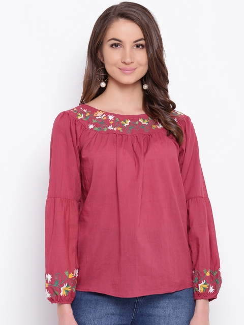 

Mayra Women Purple Self Design A-Line Top
