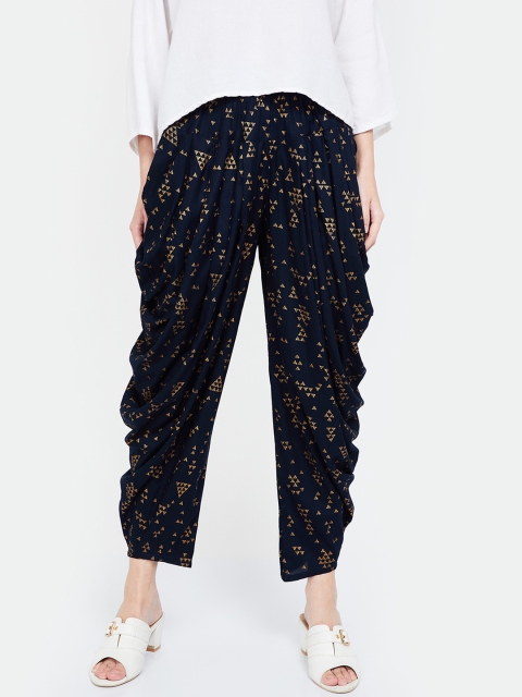 

Melange by Lifestyle Women Navy Blue Printed Dhoti Pants