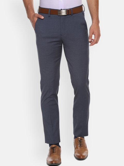 

Louis Philippe Men Blue Slim Fit Self Design Formal Trousers