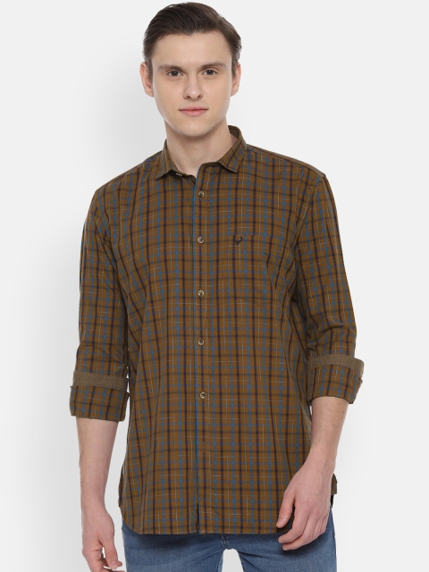 

Allen Solly Men Brown & Blue Slim Fit Checked Casual Shirt