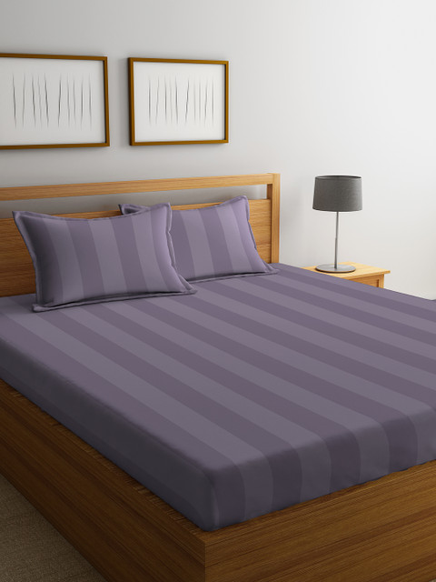 

Portico New York Purple Solid 300 TC Cotton 1 King Bedsheet with 2 Pillow Covers