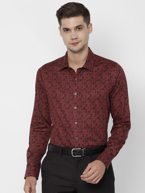 

SIMON CARTER LONDON Men Brown & Black Slim Fit Printed Formal Shirt
