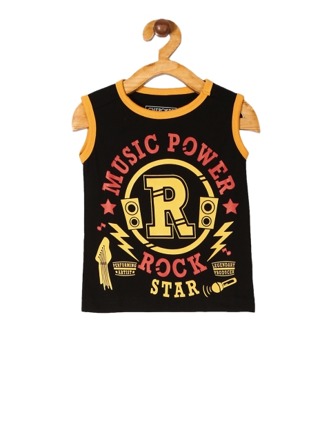 Cherokee Boys Black Printed Round Neck T-shirt
