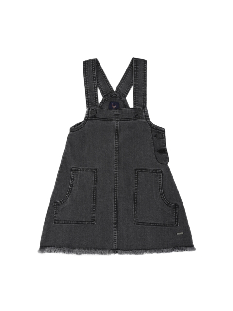 

Allen Solly Junior Girls Charcoal Grey Solid Dungarees