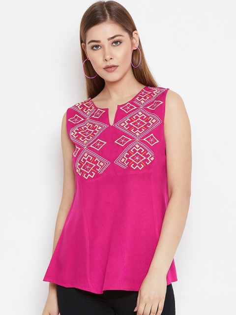 

FIZERA Women Pink Printed A-Line Top