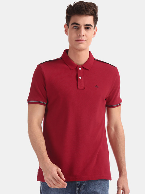 

Arrow Sport Men Red Solid Polo Collar Pure Cotton T-shirt