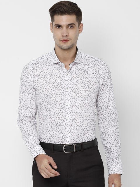 

SIMON CARTER LONDON Men White & Blue Slim Fit Printed Formal Shirt