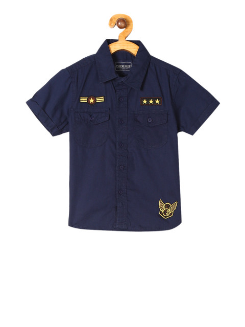 

Cherokee Boys Blue Regular Fit Solid Casual Shirt