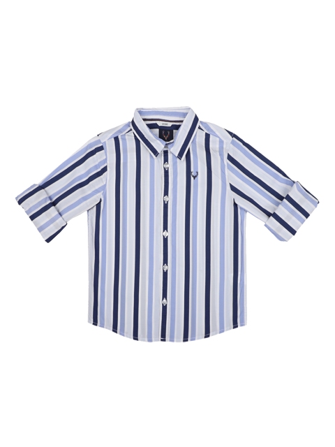 

Allen Solly Junior Boys Blue & White Regular Fit Striped Casual Shirt