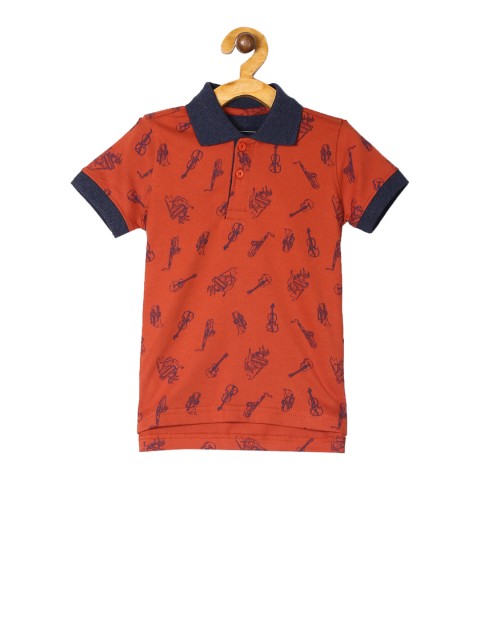 

Cherokee Boys Orange Printed Polo Collar T-shirt