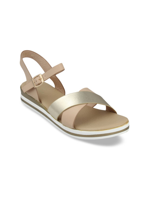 

pelle albero Women Beige & Metallic-Toned Colourblocked Heels