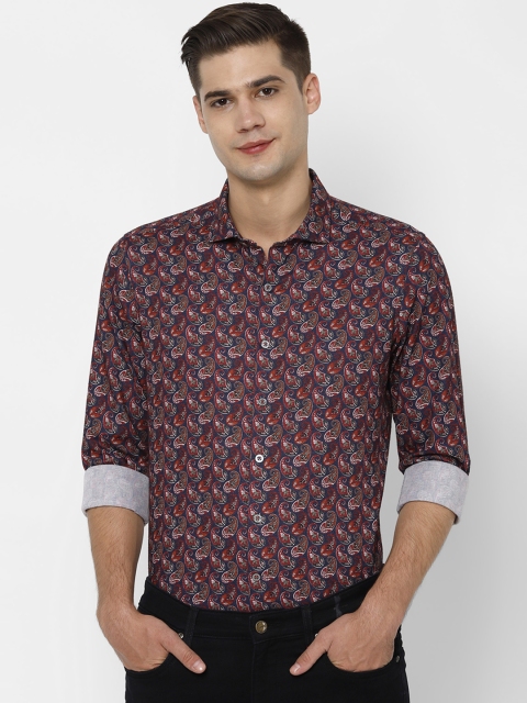 

SIMON CARTER LONDON Men Navy Blue & Red Slim Fit Printed Casual Shirt