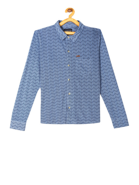 

Cherokee Boys Blue & White Regular Fit Striped Casual Shirt