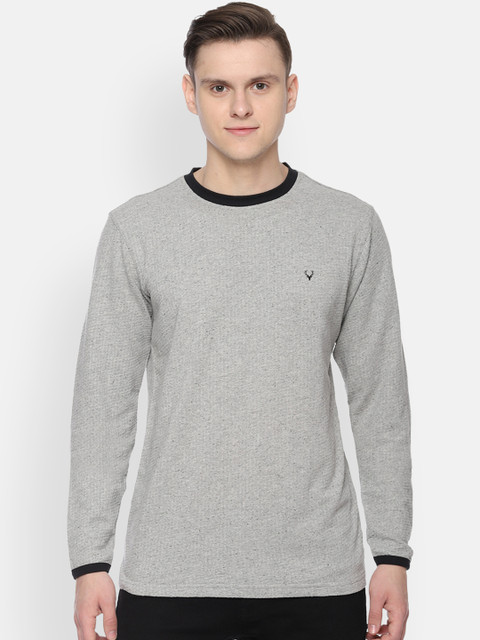 

Allen Solly Men Grey Solid Round Neck T-shirt