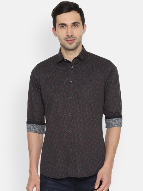

Van Heusen Sport Men Green & Copper-Toned Slim Fit Printed Casual Shirt