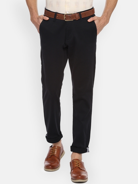 Van Heusen Sport Men Black Slim Fit Solid Regular Trousers