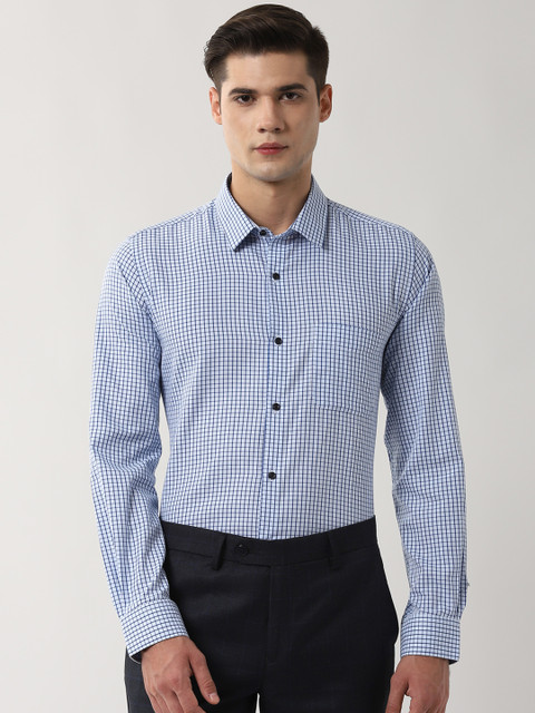

Peter England Men Blue Slim Fit Checked Formal Shirt