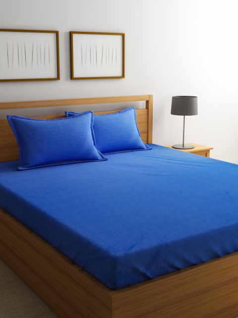 

Portico New York Blue Geometric 300 TC Cotton 1 Queen Bedsheet with 2 Pillow Covers