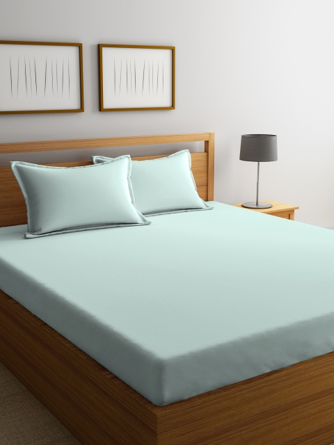 

Portico New York Blue Solid 300 TC Cotton 1 King Bedsheet with 2 Pillow Covers