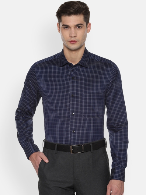

Louis Philippe Men Navy Blue & Navy Blue Regular Fit Checked Formal Shirt