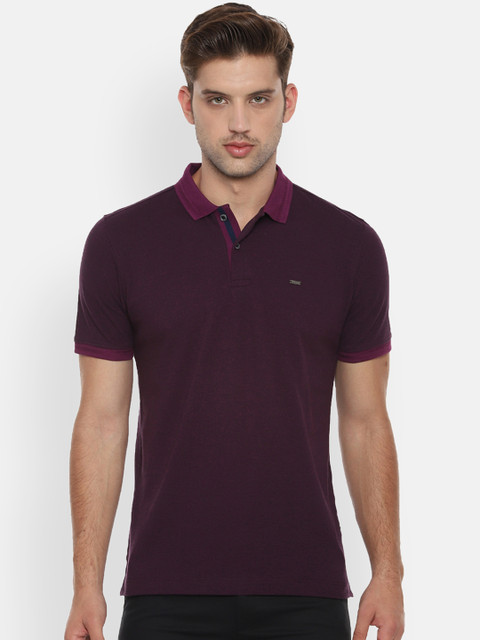 

Van Heusen Men Purple Solid Polo Collar T-shirt