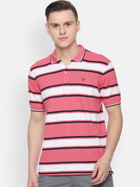 

Allen Solly Men Pink Striped Polo Collar T-shirt
