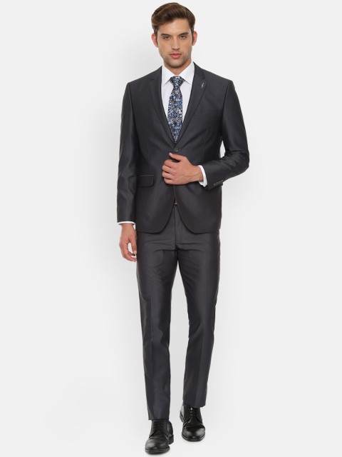 

Van Heusen Men Grey Solid Slim-Fit Single-Breasted Two Piece Suit