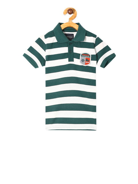 

Cherokee Boys Green & White Striped Polo Collar T-shirt