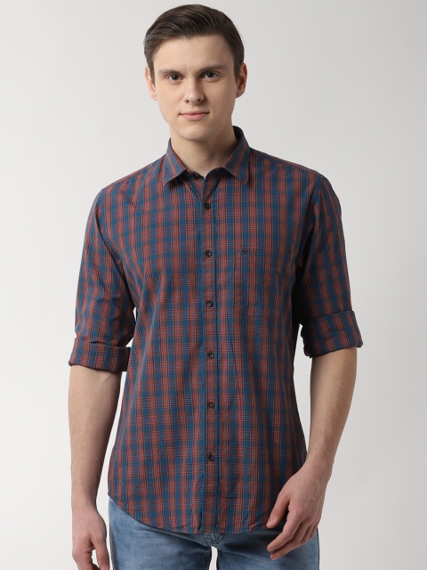 

Peter England Casuals Men Blue & Red Slim Fit Checked Casual Shirt
